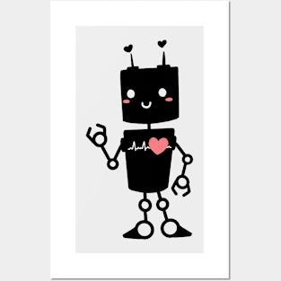 Lovebot black Posters and Art